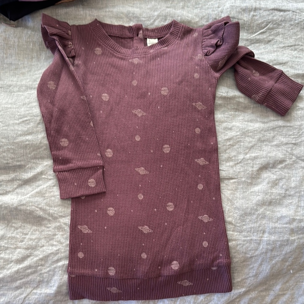 Purple Long Sleeve Ruffle Sweater